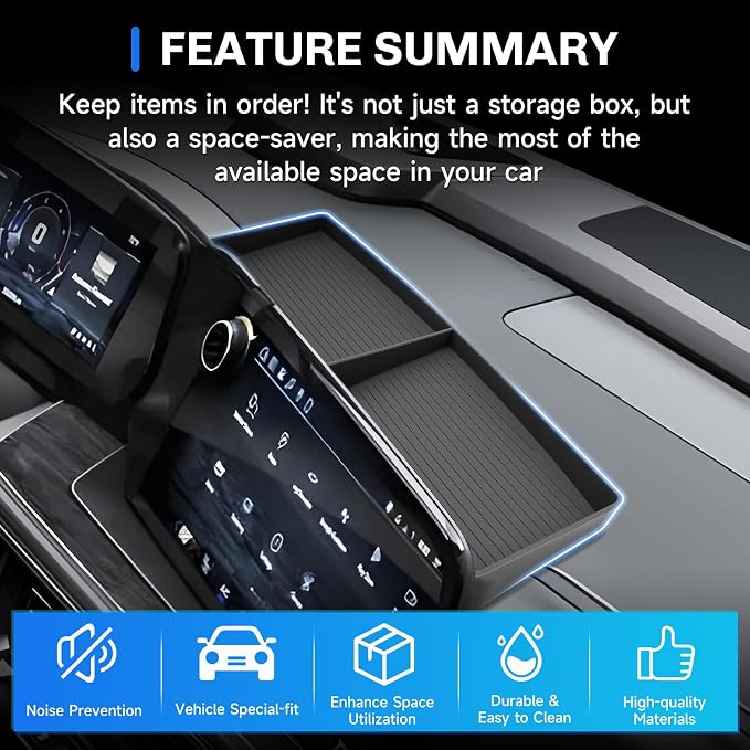 SXCY for 2026 Chevy Tahoe Dashboard Organizer Tray for 2025 2026 Chevy Tahoe Suburban Accessories Screen Back Console Tray 2026 Chevy Tahoe Suburban Behind Dash Console Organizer