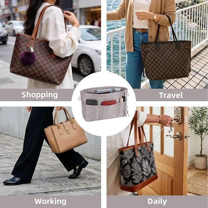 VANCORE Purse Organizer Insert for Handbags,Tote Bag Organizer Insert with Zipper Bag,Premium Handbag Organizer Inside Liner for Women