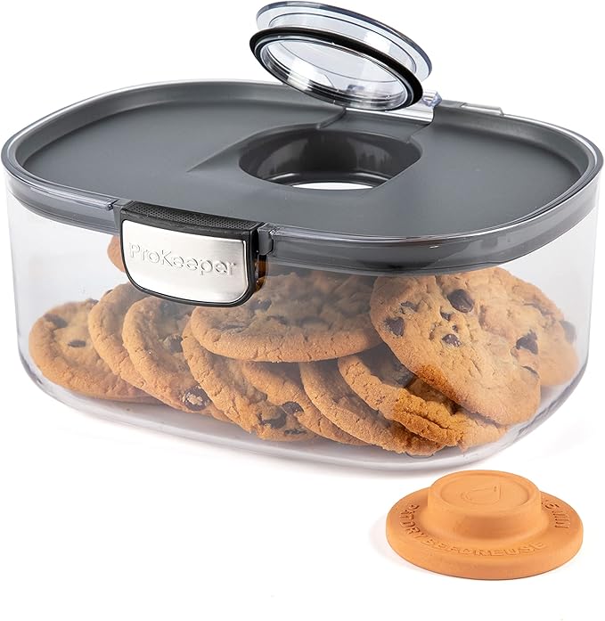Progressive ProKeeper International Airtight Food Storage Container with Terracotta Disk for Freshness, Stackable & Dishwasher Safe, Ideal for Cookies, Baked Goods, & More, 3 Quart