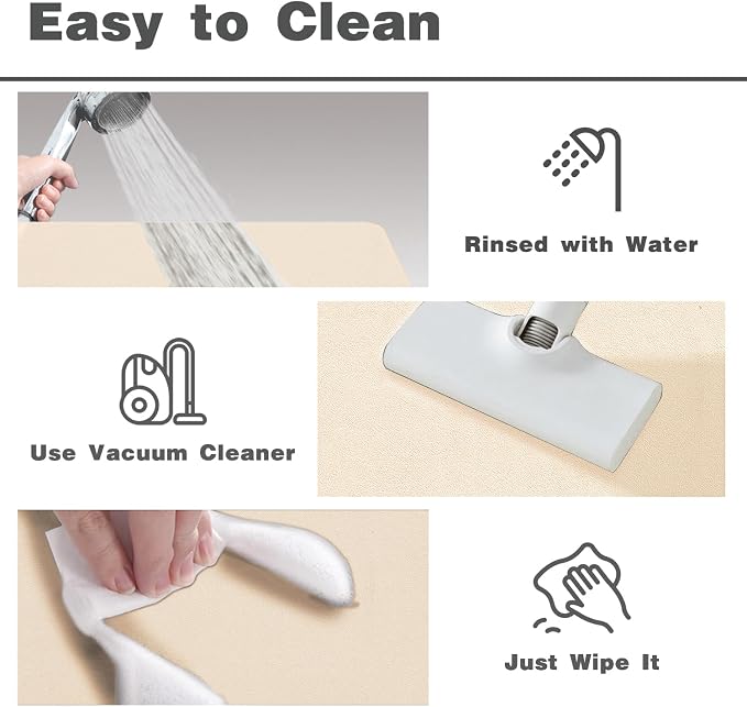 TYUU Bathroom Mat Quick Dry, Bathroom Rugs Non Slip Washable Thin Absorbent Bath Mat Fits Under Door Bathroom Floor Mat Perfect for Bath, Shower, or Sink 16"x24" Beige
