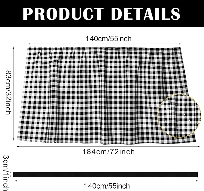 Fabric Sink Skirt Diamond Bathroom Stitch Self Stick Adhesive Waterproof Fabric Under Sink Curtain Skirt 55 x 32 Inch Adds Bathroom Storage(Black and White,Classic Style)