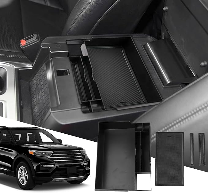 SXCY for 2023 2024 2025 2026 Ford Explorer Center Console Organizer for Ford Explorer 2020-2026 Accessories for 2023-2026 FordExplorer Console Organizer 2025 2026 Explorer Accessories(Black)