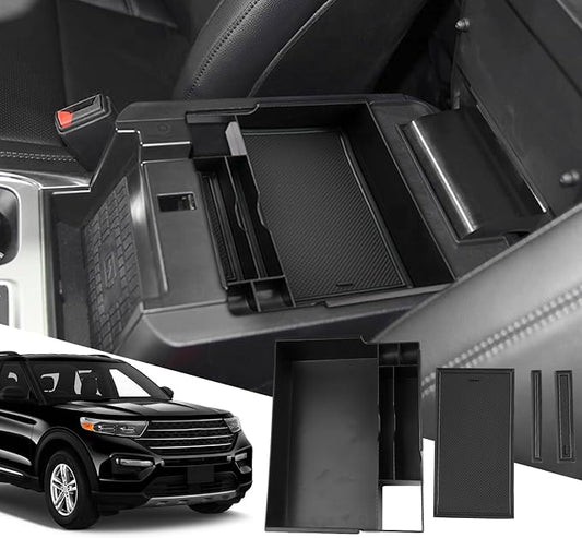 SXCY for 2023 2024 2025 2026 Ford Explorer Center Console Organizer for Ford Explorer 2020-2026 Accessories for 2023-2026 FordExplorer Console Organizer 2025 2026 Explorer Accessories(Black)