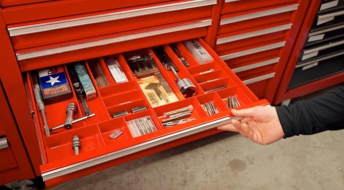 Ernst 10 Compartment Drawer Organizer: Heavy Duty Stackable Tray for Garage Tool Organization - Low-Profile Toolbox Storage - Bolts, Tools, Parts, Easy to Clean – High Visibility - Made in the USA