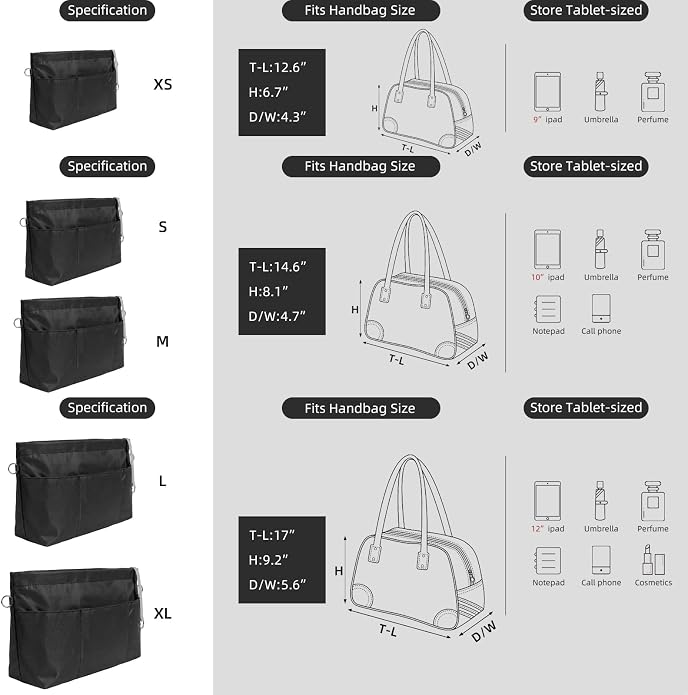 VANCORE Purse Organizer Insert for Handbags,Tote Bag Organizer Insert with Zipper Bag,Premium Handbag Organizer Inside Liner for Women