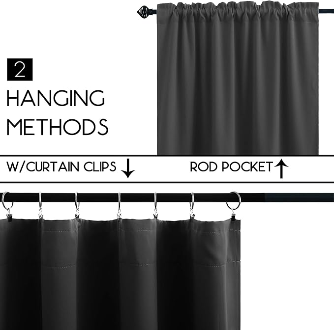 KOUFALL Short Blackout Curtains 36 Inch Length for Small Window, RV Camper Windows, Black Out Thermal Insulated Curtains for Bedroom, 34x36 in Long
