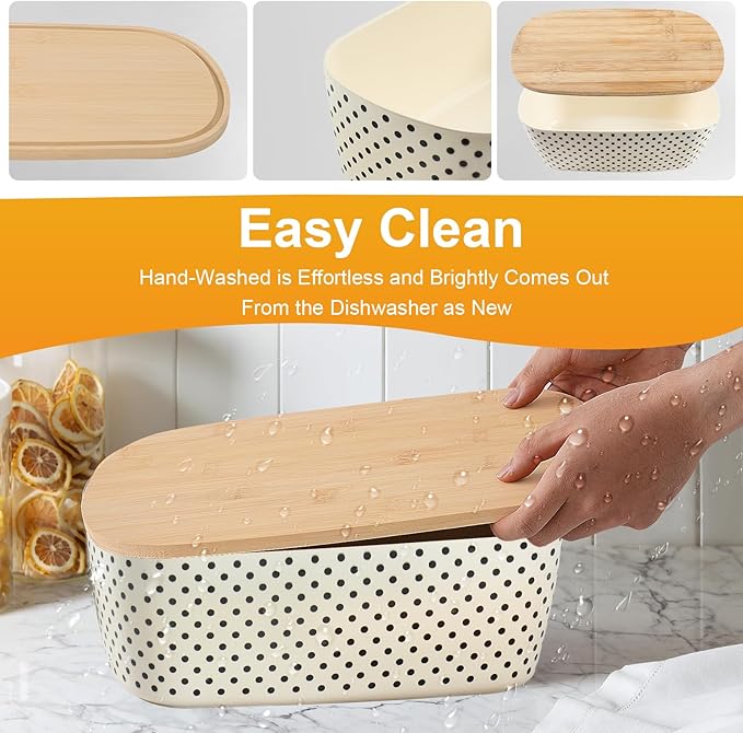 Bread Box with Cutting Board Lid Made with Bamboo Fiber, Bread Box For Kitchen Countertop Bread Container Holder Keeper Keep Fresh I14.4x8.3x5.6 in……
