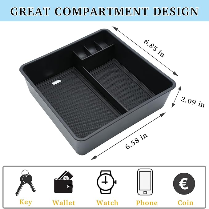 Center Console Organizer for 2023-2026 Range Rover & Range Rover Sport (without Refrigerator), Armrest Storage Box Insert Tray Interior Accessories