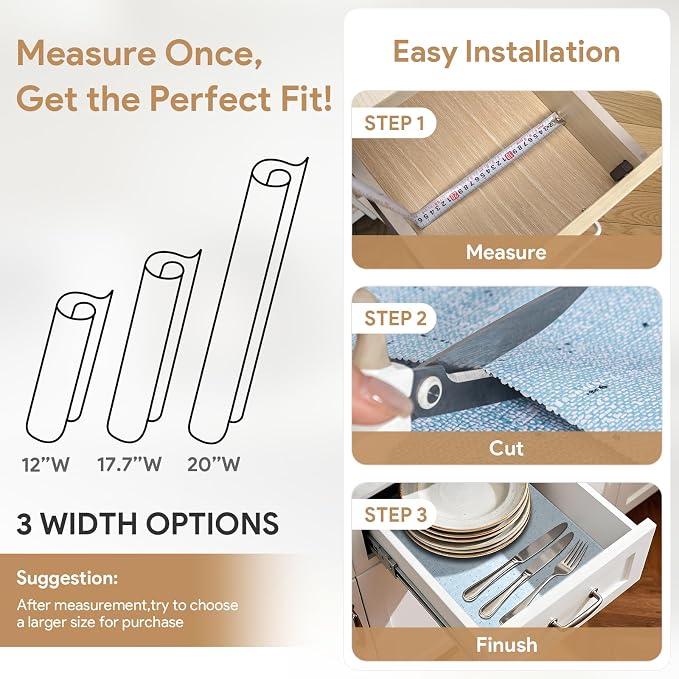 10Rolls*12'' X 120'' Blue Shelf Liner Drawer Liner for Kitchen Cabinet Non Adhesive, Strong Grip Anti Slip Cabinet Liners for Shelves, Oil-Proof Waterproof Cupboard Liner