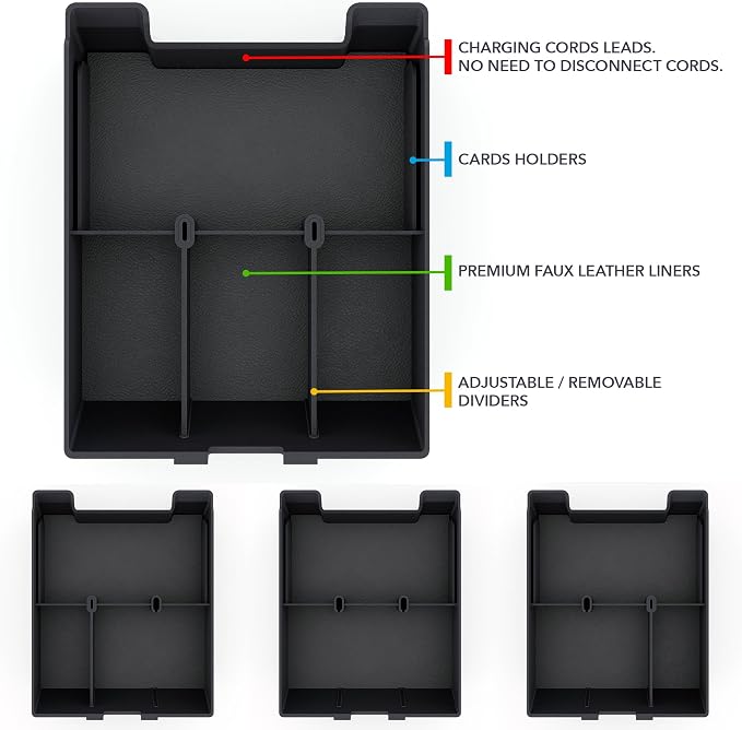 TWRAPS Armrest Organizer for Rivian R1S & R1T 2021-2026, Storage Tray Box Insert for Center Console Accessories Area Under the Armrest, Full Size Black fits Gen1 2021-2024 and Gen2 2025-2026