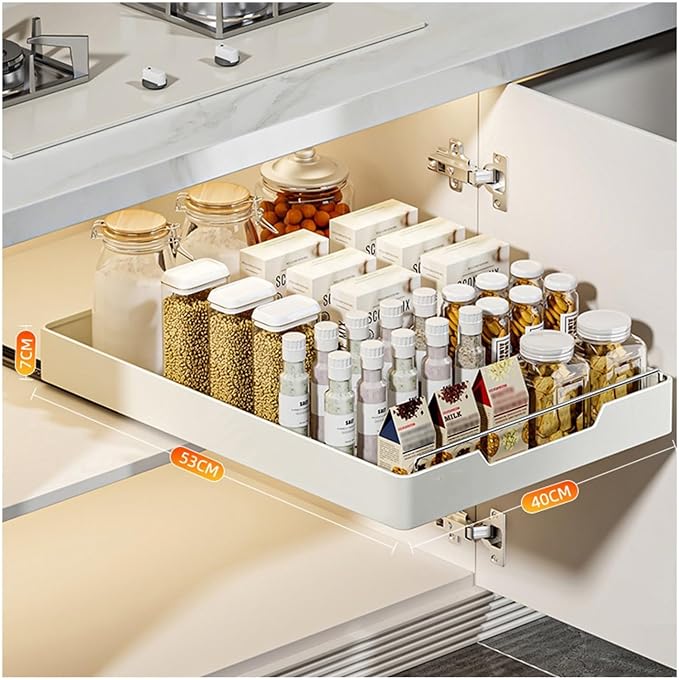 Pull Out Drawers for Cabinets Kitchen Organizer Expandable Drawer Pull Out Cabinet Organizer Pull Out Drawer for Adhesive Kitchen Cabinet Organizer No Drilling and Nailing Required