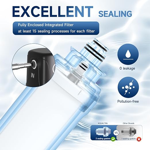 AQUALTRA USF02-BK Under Sink Water Filter System, 20K Gal, NSF/ANSI/CAN 372 Certified, Reduces PFOA, PFOS, Chlorine, Lead, Mercury, Chloramine, Fluoride, Microplastics Particles, Bad Taste & Odor
