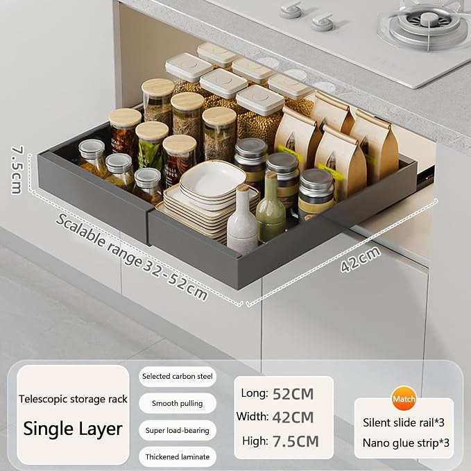 Pull Out Drawers for Cabinets Pull Out Cabinet Organizer Pull Out Drawers Storage Shelves for Kitchen Cabinets Adjustable Width Pull Out Drawer No Drilling and NAI