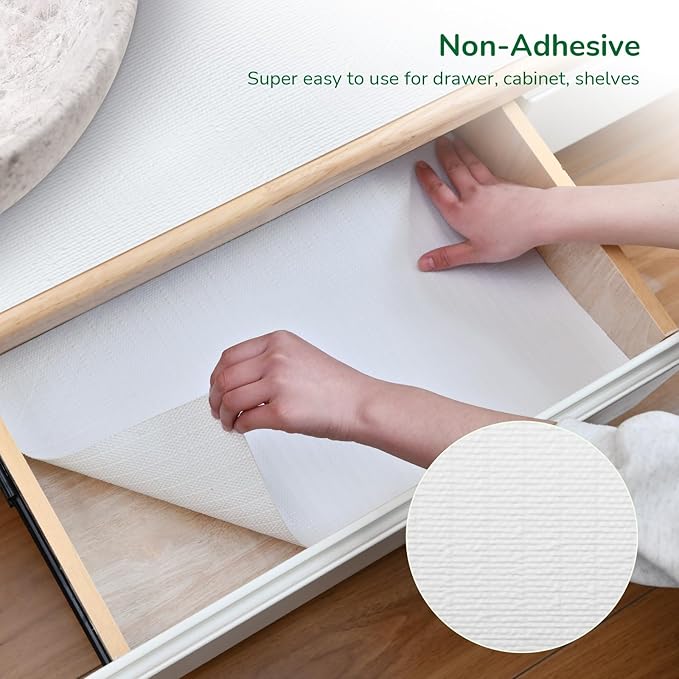Practical White Shelf Liners for Kitchen Cabinets 18" x30FT, Non-Adhesive Drawer Liner, Non-Slip Strong Grip Cabinet Liner Thickened Mats Waterproof Shelf Paper for Countertop, Cupboard, Dressers