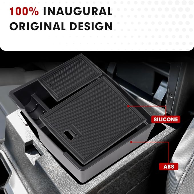 Autorder Center Console Organizer for 2024-2026 Toyota Tacoma Accessories Armrest Storage Box Secondary Insert Tray with Black Non-Slip Silicone Mats