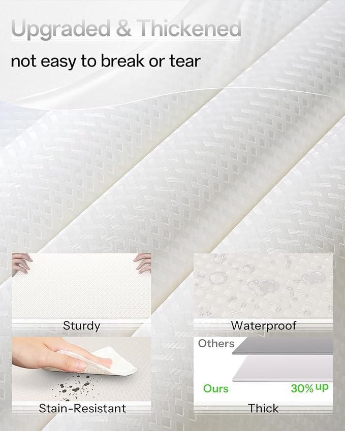 Shelf and Drawer Liner for Kitchen Cabinet, Non-Adhesive 18in x 240in Waterproof Contact Paper Refrigerator Liners Thickened Durable EVA Material Non Slip Mat for Dresser Cupboard Pantry Protector