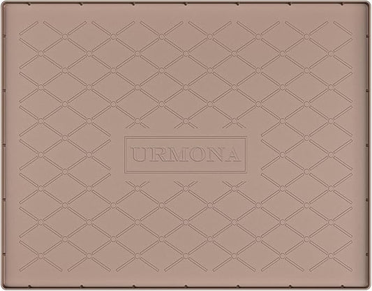 URMONA 25" x 22" Waterproof Silicone Mat in Multiple Sizes & Colors, Under Sink Mat for Kitchen & Bathroom, Pet Food Pad for Dogs & Cats, Kitchen Cabinet Liner, Multi-Purpose for Storage(Khaki)