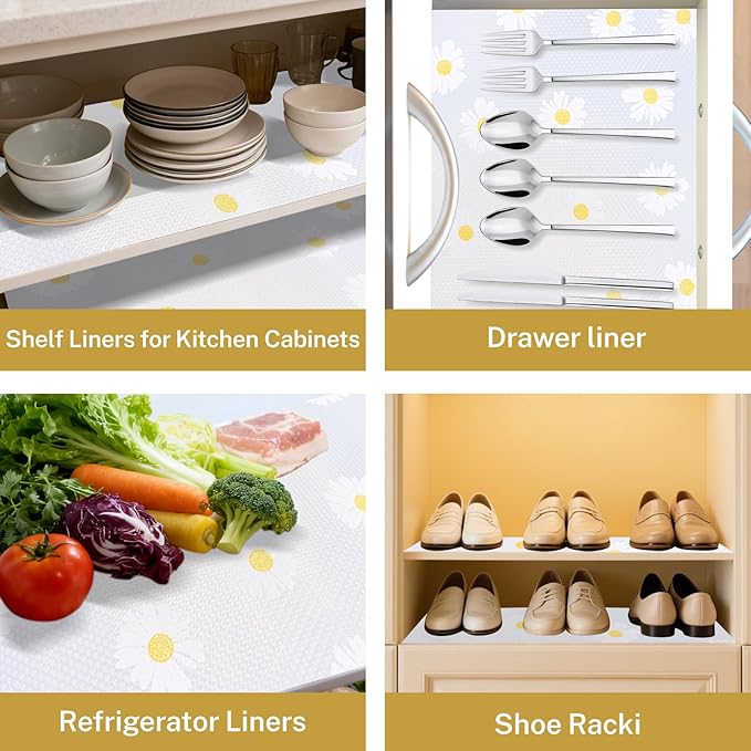 Shelf Liner, Non-Adhesive Roll Cabinet & Drawer Liner, Non-Slip Mat Cupboard Liner, Washable Oil-Proof Liners for Kitchen Cabinets, Shelves, Refrigerator, Storage, Bathroom 12 Inches x 20 FT