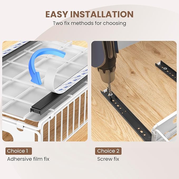 4 Pack Pull Out Cabinet Organizer, NECHEGI Heavy Duty Slide Out Pantry Drawers Shelves Storage With Strong Adhesive Strips and Handle for Kitchen, Bathroom, Living Room, Home (14.8"D X 9.6"W X 3.9"H)