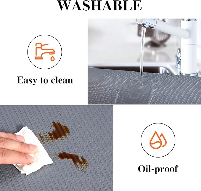 Mcrbeay Shelf Liners for Kitchen Cabinets, 12" x 240" x 2Rolls, Non Adhesive Shelf Liner, Non-Slip Kitchen Drawer Liners, Waterproof Durable Cabinet Liners for Shelves, Pantry, Dark Gray