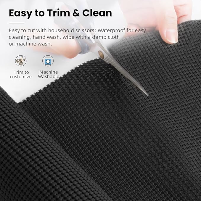 BAGAIL Non-Adhesive Shelf Liner, Thick Strong Grip Drawer Liners for Kitchen Cabinets, Heavy-Duty Easy Cut Cabinet Liners for Shelves, Pantry, Bathroom Cupboards - 24" x 20FT, Black