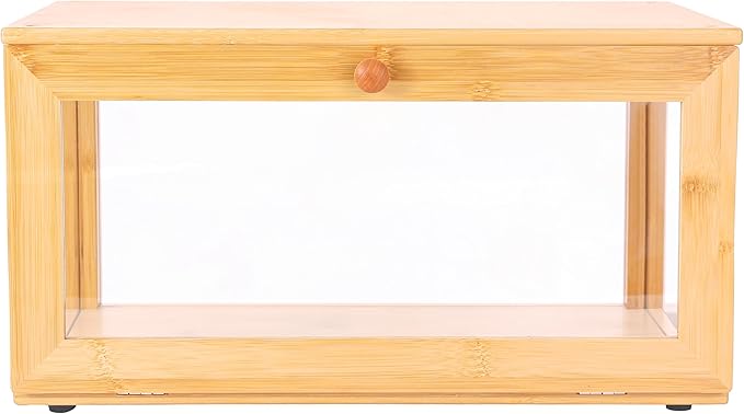 ETMI Bamboo Bread Box for Kitchen Countertop Pastry Display case kitchen Storage (bamboo clear)