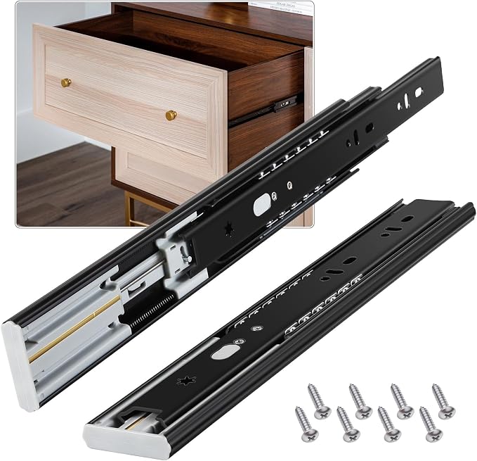 Soft Close Drawer Slides 1 Pair Full Extension 12 14 16 18 20 22 24 inch Side Mount Pull Out Kitchen Cabinet Rails Bracket Replacement Ball Bearing Tracks kit Guide Runner 100 LB Capacity