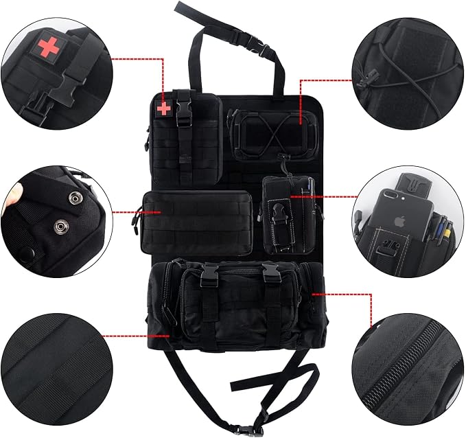 Z8 Tactical Front Seat Back Storage Bag/Hanger Bag Organizer with 5 Bags,Universal fits for All Vehicel