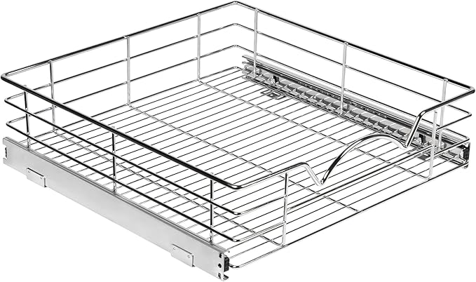 HOLDN’ STORAGE Pull Out Cabinet Organizer, Slide Out Drawer for Kitchen Cabinets & Pantry, Roll Out Shelf for Pots, Pans & Under Sink Storage, Heavy-Duty Full-Extension, 24"W x 21"D x 5"H