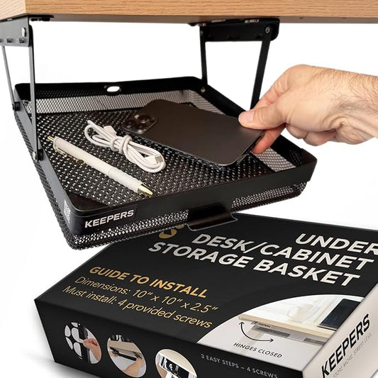 Anything Keeper - Compact Under-Cabinet Slide-Out Storage Drawer for Kitchen, Office, Desk, RV & Small Spaces | Hidden Organizer, Sturdy Steel, Easy Screw-In Mount, Fits 11x10x2.5 in - Black