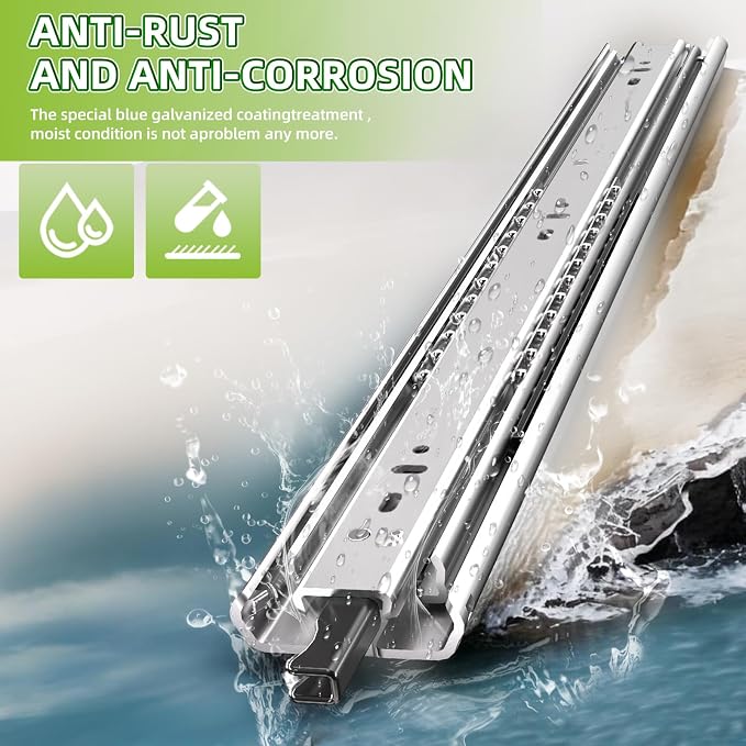 SLIDEWAY Heavy Duty Locking Drawer Slides 1 Pair 12 14 16 18 20 22 24 32 40 Inch 150 Lbs Full Extension Ball Bearing Sliding Rails Cabinet Runners Tracks Tool Box Glides-38
