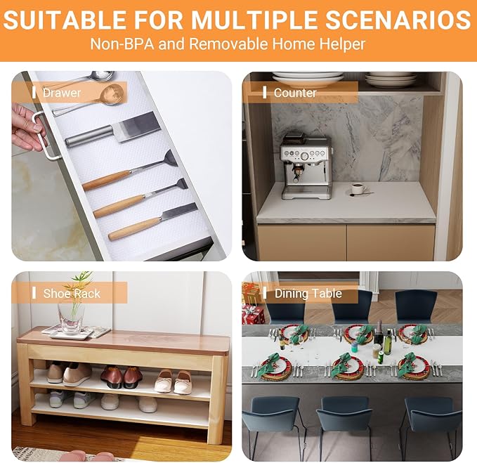 FLPMIX Shelf Liner 30 inch Wide - Large Waterproof Under Sink Mat 30 X 240 Inch White - Easy to Cut Cabinets Liners for Kitchens Cupboard Drawer