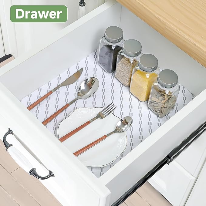 Shelf Liners 25 inch x 20 ft Shelf Liners for Kitchen cabinets nonstick Shelf Lining Drawer Mats EVA Protector for Cupboard (White Diagonal Stripes,25 inch x 20 ft)