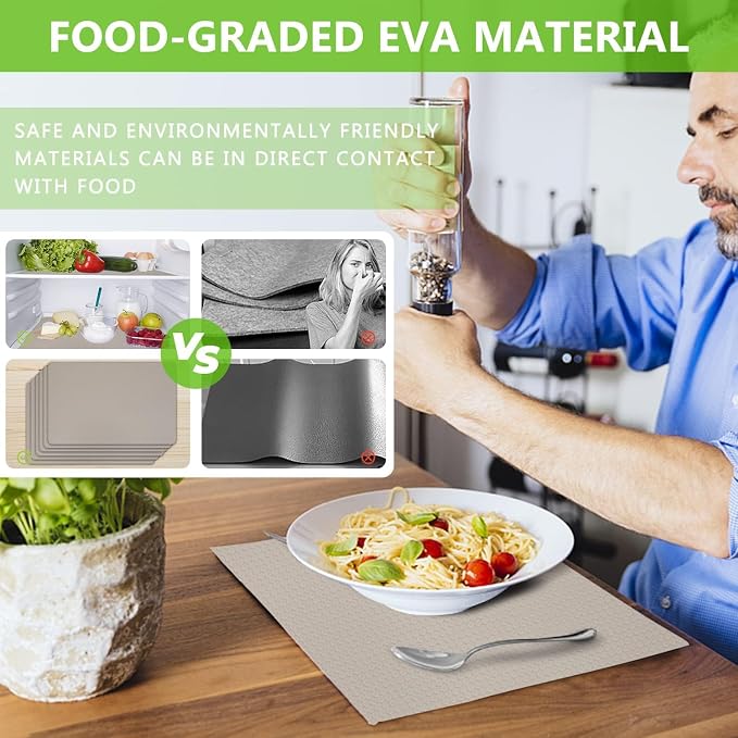 WochiTV Shelf Liner for Cabinets, Drawer 23.6 Inch x 10 Feet, Non Adhesive EVA Plastic Waterproof Protectors Mats for Kitchen, Pantry, Bathroom Closet, Cupboard, Khaki