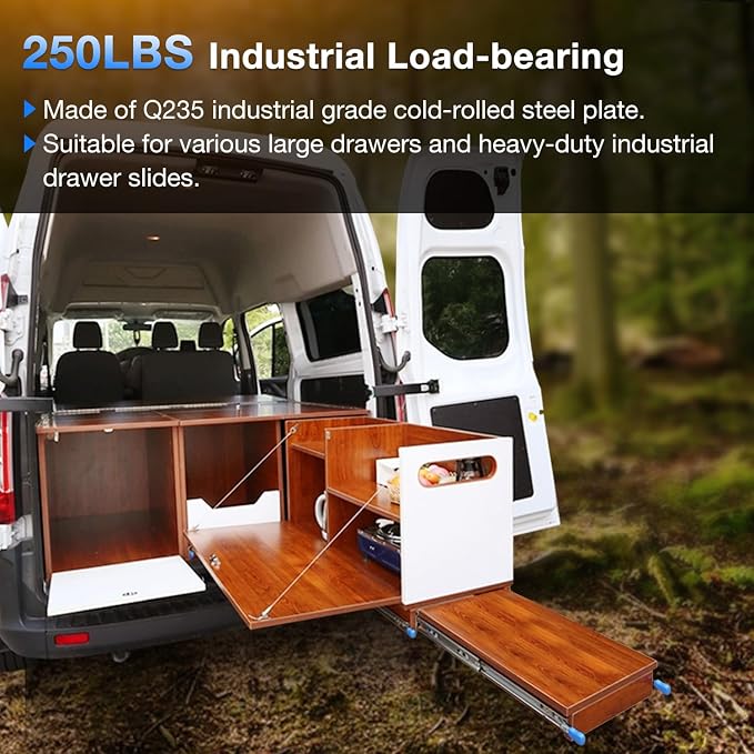 Heavy Duty Locking Drawer Slides Full Extension Runners with Lock 12 14 16 18 20 22 24 26 28 30 32 34 36 38 40 Inch Side Mount Rails for Drawer Capacity 250lb 1 Pair