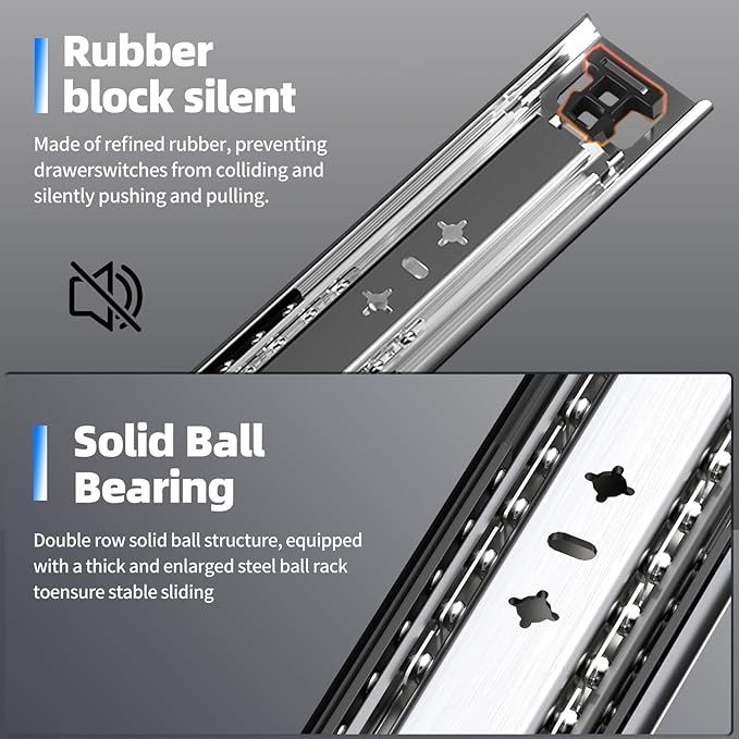 SLIDEWAY 260 Lbs Heavy Duty Drawer Slides 1 Pair 8 10 12 14 16 18 20 24 26 30 32 40 Inch Full Extension Ball Bearing Sliding Rails Cabinet Runners Tracks Tool Box Glides (53mm Wide)-14"