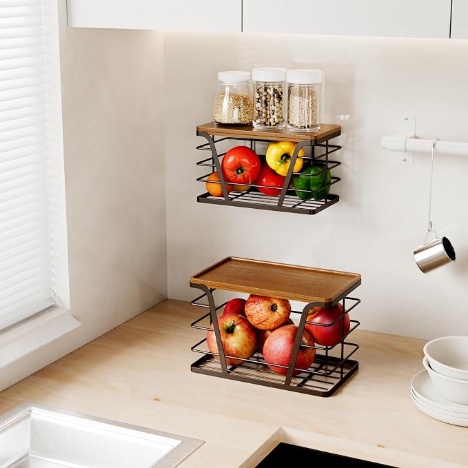 TIDIIABODE 2 Pack Stackable Kitchen Organization,Counter Organizers and Pantry Organization for Home and Kitchen,Trash Bag Organizer Under Sink,Brown