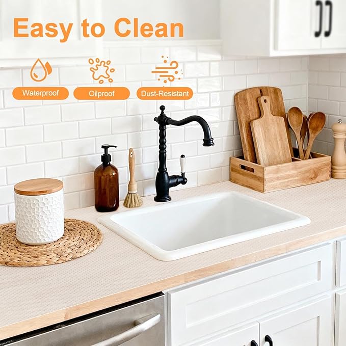 FEXIA Shelf Liner 12 Inch x 20 FT Clear Non Slip Waterproof Cabinet and Drawer Liner for Kitchen Cabinet Refrigerator Pantry Closet Durable Non Adhesive