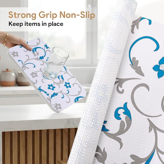 Shelf Liners Non Adhesive 10Rolls*17.7'' X 96'' Drawer Liner for Kitchen Cabinets, Waterproof Shelf Liners Durable Anti-Slip for Kitchen Cabinets Cupboard Liner