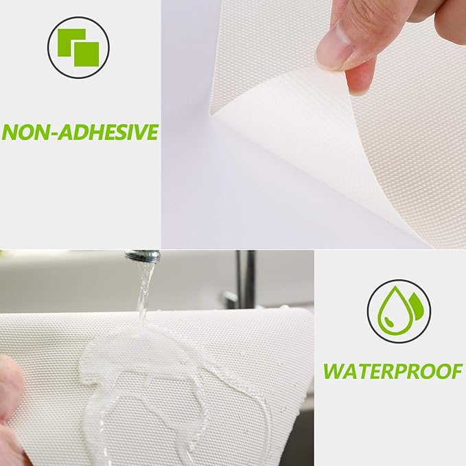 Kitchen Shelf Liner Drawer Liners, Non-Adhesive Refrigerator Liners Waterproof Fridge Mats with Strong Durable Kitchen Cabinets Mat for Drawers, Shelves, Pantry