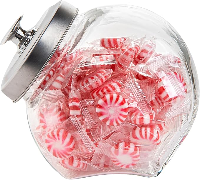 Restaurantware Vetri 0.3 Gallon Penny Jar 1 Durable Candy Jar - With Wide Spout Chrome Lid Clear Glass Cookie Jars For Kitchen Counter Dishwashable