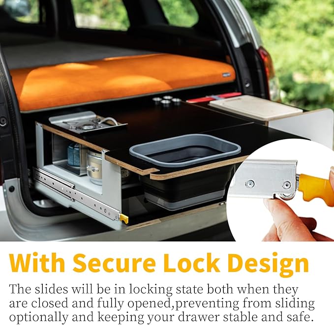 Heavy Duty Locking Drawer Slides Full Extension Runners with Lock 12 14 16 18 20 22 24 26 28 30 32 34 36 38 40 44 48 52 56 60 Inch Side Mount Rails for Drawer Capacity 353lb 1 Pair