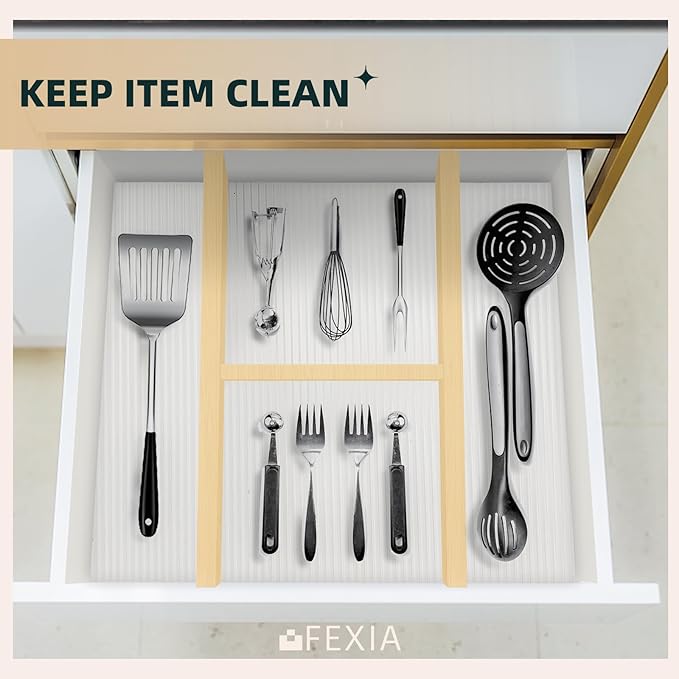 FEXIA Shelf Liners for Kitchen Cabinets Non-Slip Drawer Liner 14 Inches x 20 FT x 2 Rolls Waterproof & Oil-Proof Non Adhesive Durable Material Shelf Paper Fridge Liner for Shelves (2 Rolls)