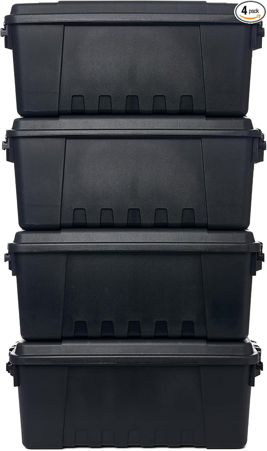 Plano 4 Pack Medium Sportsman's Trunk for Outdoor or Indoor Gear and Tools for Hunting, Camping and Fishing Equipment, Rugged Organization, Black