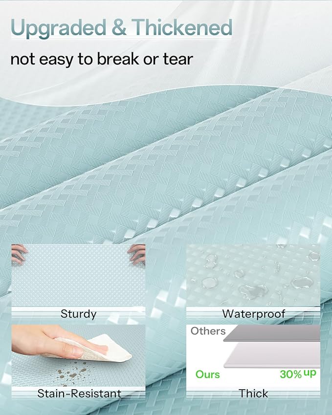 Shelf and Drawer Liner for Kitchen Cabinet, Non-Adhesive 18in x 240in Waterproof Contact Paper Refrigerator Liners Thickened Durable EVA Material Non Slip Mat for Dresser Cupboard Pantry Protector