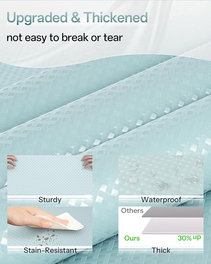 Shelf and Drawer Liner for Kitchen Cabinet, Non-Adhesive 12in x 360in Waterproof Contact Paper Refrigerator Liners Thickened Durable EVA Material Non Slip Mat for Dresser Cupboard Pantry Protector