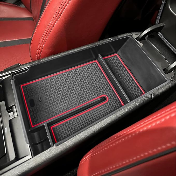 HGWEI Center Console Organizer Compatible with 2021 2022 2023 2024 2025 2026 Kia K5 DL3 GT Line Interior Accessories, ABS Insert Tray Armrest Storage Box, Red