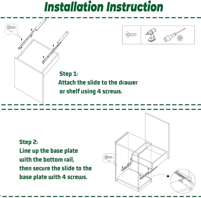 1 Pair 18" Undermount Drawer Slides, Soft Close Bottom Mount Pull Out Shelf Slider Full Extension Invisible Base Mount Drawer Slies for Cabinet Tray Kitchen Pantry Drawer
