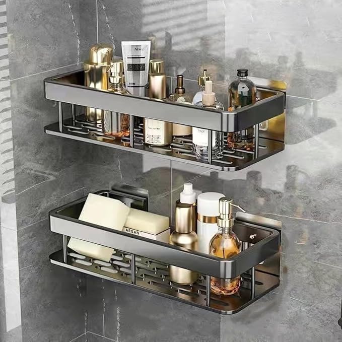No-Drill Bathroom Storage Rack, Thickened Plastic Reinforced Bathroom Organizer