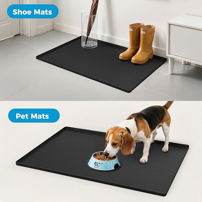 URMONA 37'' x 22'' Waterproof Silicone Under Sink Mat Cabinet and Counter Protector, Shelf Liner for Kitchen and Bathroom, Storage and Organizers, Litter Mat, Pet Cat Puppy Essentials（White Sand）